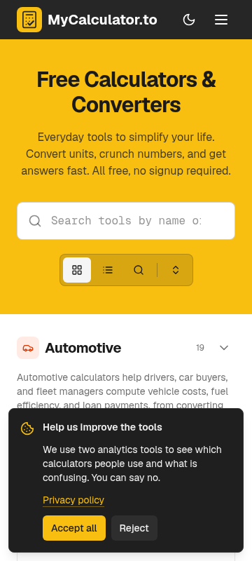 mycalculator.to mobile view